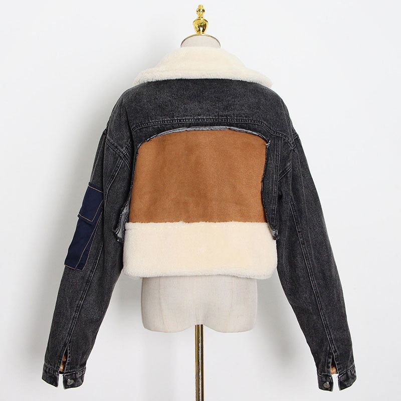 Patchwork Denim Lambswool Jacket