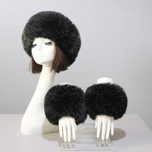 Thick Warm Beanies Fluffy Fake Faux Fur Hat Empty Top Hat Headscarf