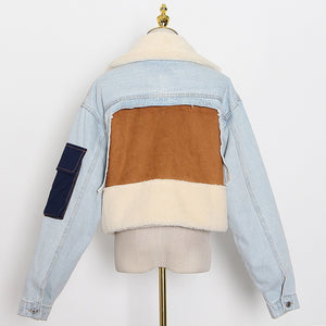 Patchwork Denim Lambswool Jacket