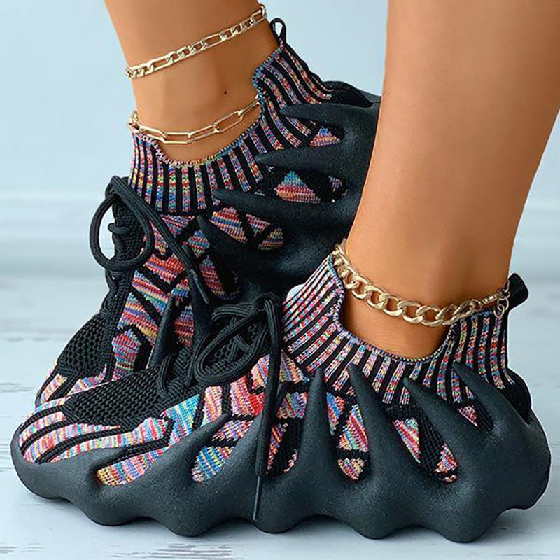 Lace-up Knit Breathable Sneakers