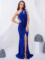 Load image into Gallery viewer, Sparkle Sequins Maxi Dress Stretch Split Sleeveless Dress
