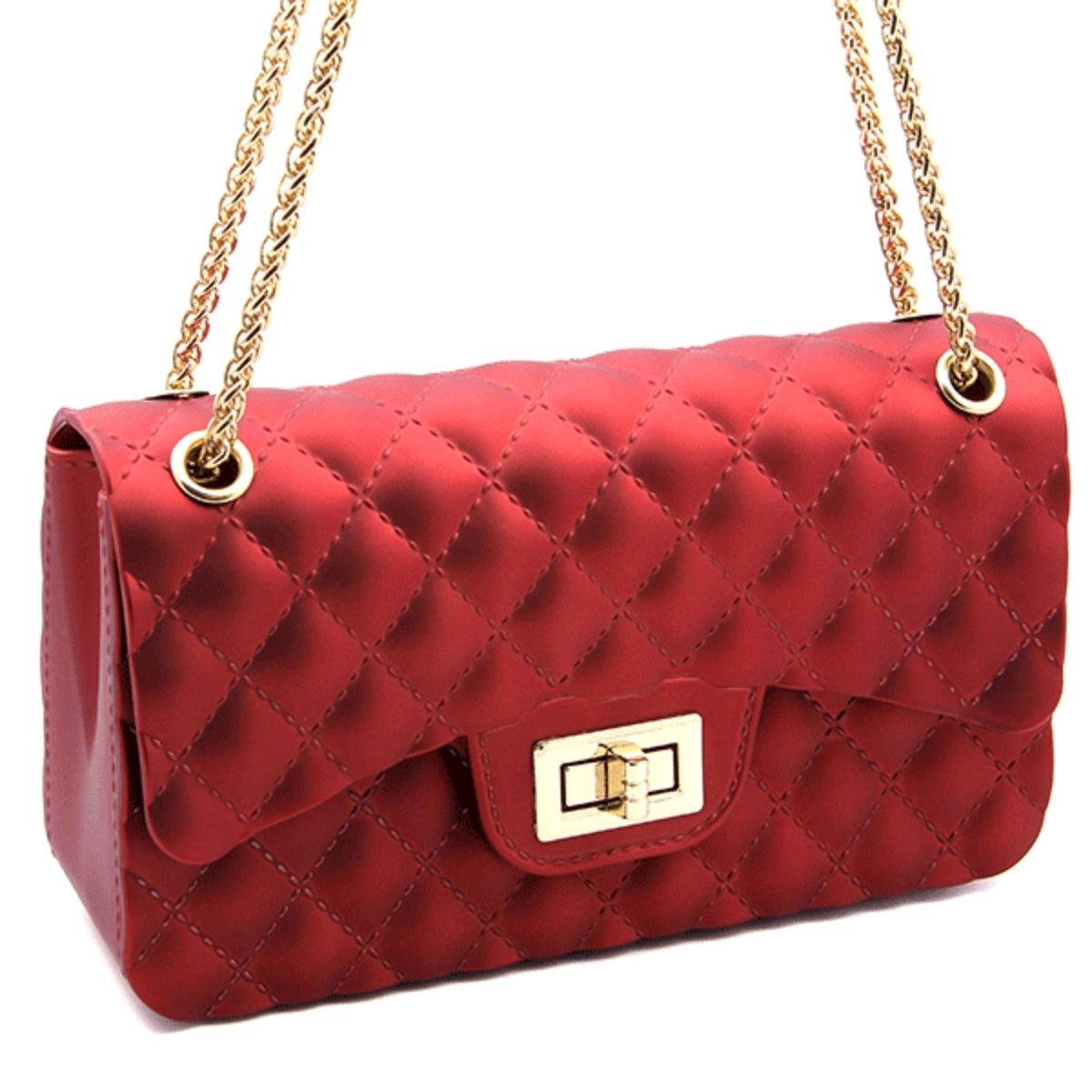 Small Red Quilted Jelly Crossbody Bag