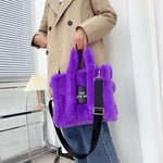 Load image into Gallery viewer, Designer Faux Fur Tote Bag
