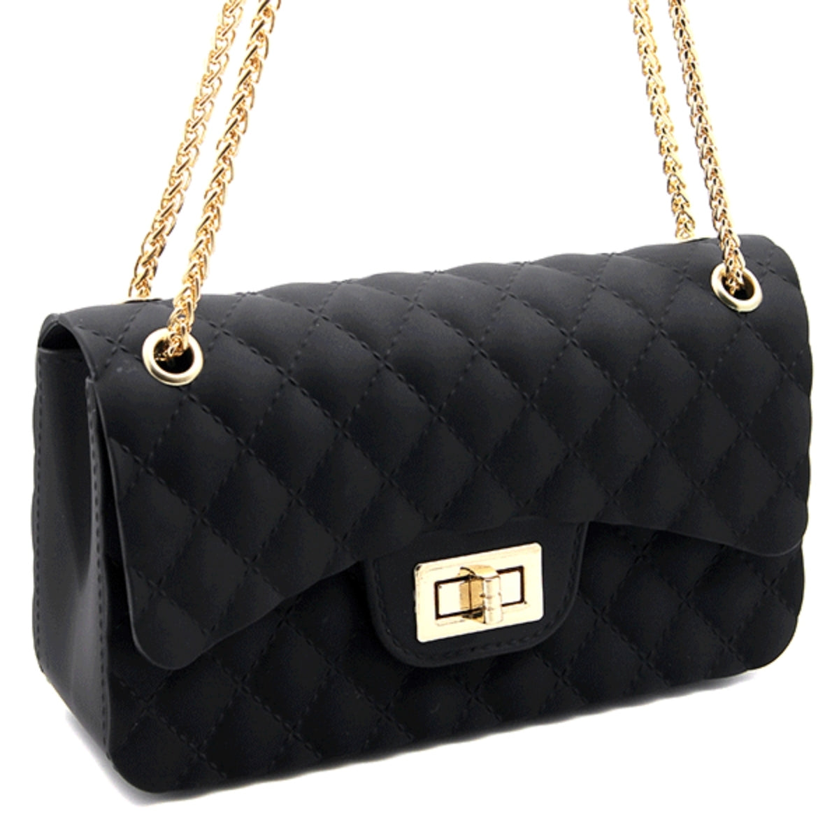 Small Black Quilted Jelly Crossbody Bag