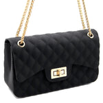 Load image into Gallery viewer, Small Black Quilted Jelly Crossbody Bag
