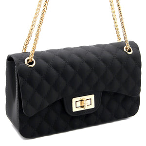 Small Black Quilted Jelly Crossbody Bag