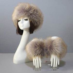 Thick Warm Beanies Fluffy Fake Faux Fur Hat Empty Top Hat Headscarf