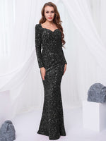 Load image into Gallery viewer, Long Sleeve Sequin Maxi Dress
