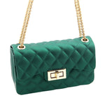 Load image into Gallery viewer, Small Green Quilted Jelly Crossbody Bag
