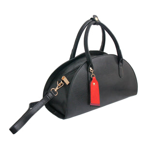 Black Leather Half Moon Bag