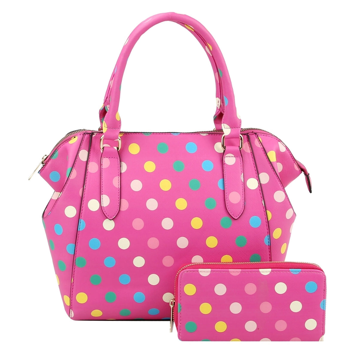 Turquoise Polka Dot Handbag Set