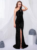 Load image into Gallery viewer, Sparkle Sequins Maxi Dress Stretch Split Sleeveless Dress
