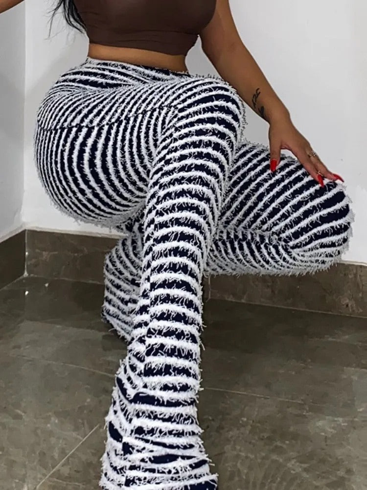 Striped Knitted Stacked Pants