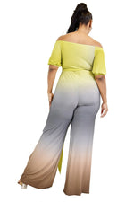 Load image into Gallery viewer, Plus Gradient Off Shoulder Waist Tie Jumpsuit
