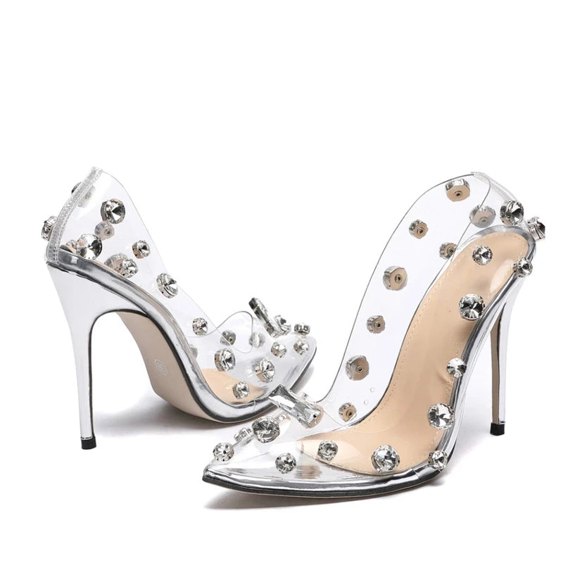 Rivet Crystal Pumps Shoes  PVC Transparent