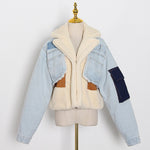 Load image into Gallery viewer, Patchwork Denim Lambswool Jacket
