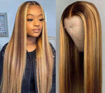 Load image into Gallery viewer, Straight Lace Front Wig Highlight Wig Human Hair Colored Ombre
