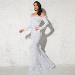 Load image into Gallery viewer, White Shiny Sequin Feather Velvet Party Dress
