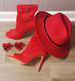 Load image into Gallery viewer, Fashion Luxury Women Matching Hats High Heel Sandals Set and Hat.
