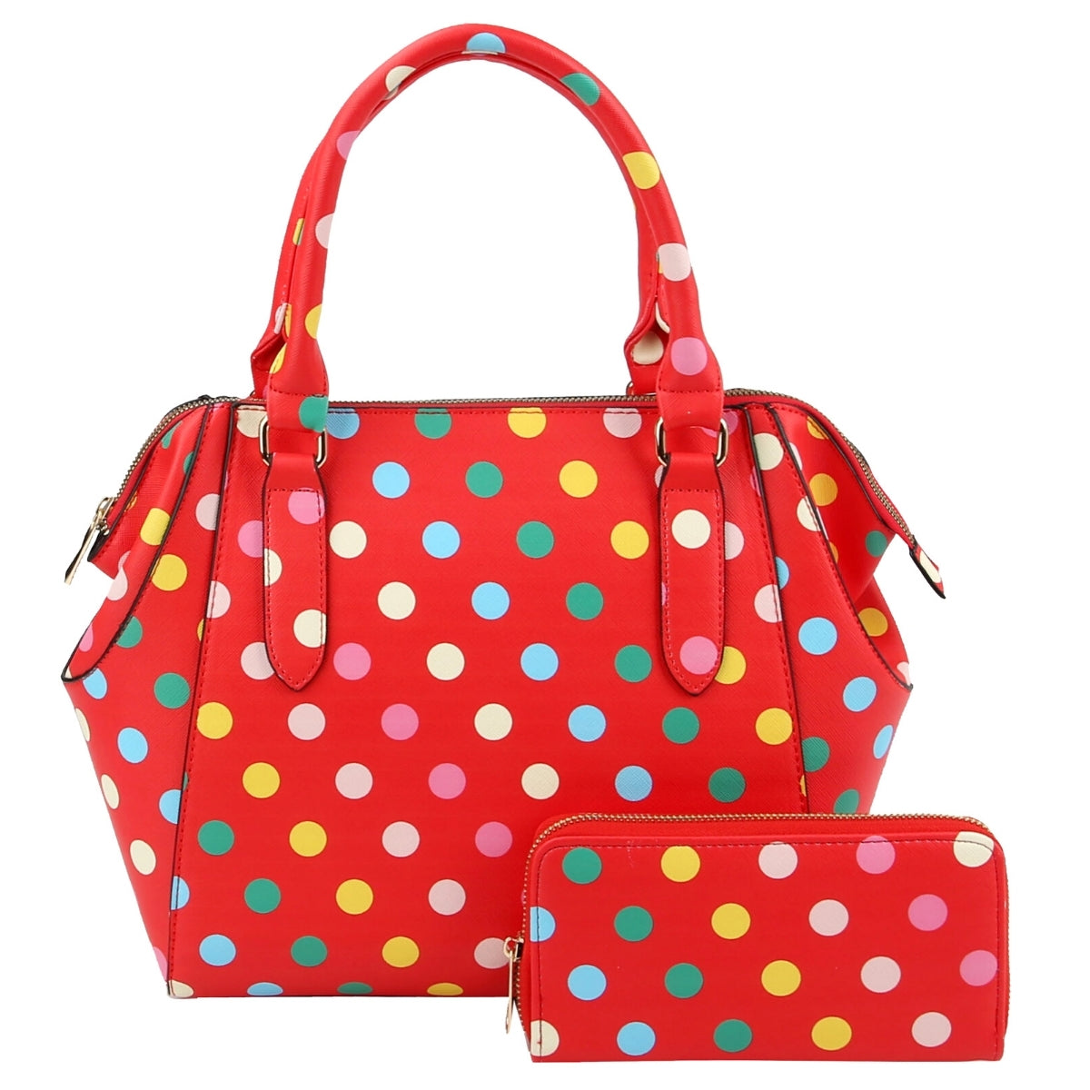 Turquoise Polka Dot Handbag Set