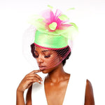 Load image into Gallery viewer, Pink and Green Bridcage Pill Hat
