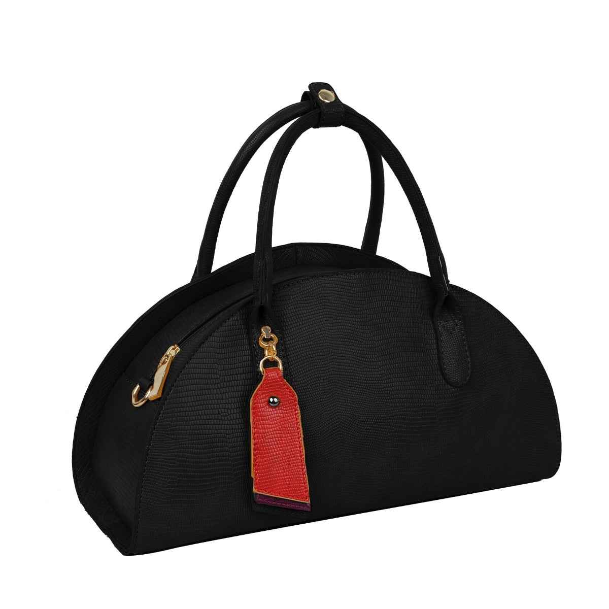 Black Leather Half Moon Bag