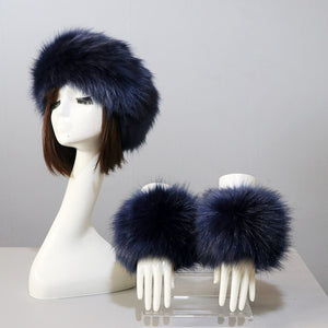 Thick Warm Beanies Fluffy Fake Faux Fur Hat Empty Top Hat Headscarf