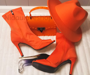 Fashion Luxury Women Designer bags with matching hats high heel sandals set