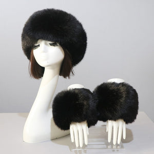 Thick Warm Beanies Fluffy Fake Faux Fur Hat Empty Top Hat Headscarf