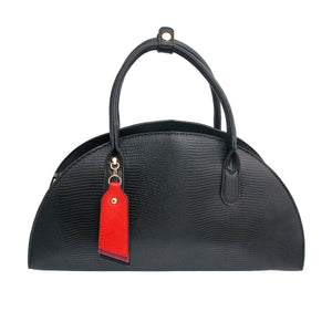 Black Leather Half Moon Bag