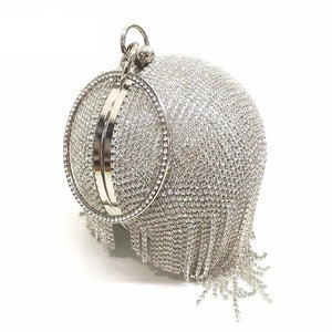 Sliver Diamonds Rhinestone Round Ball Evening Bags