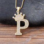 Load image into Gallery viewer, New Luxury Copper Zircon A-Z Crown Alphabet Pendant Chain
