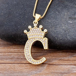 Load image into Gallery viewer, New Luxury Copper Zircon A-Z Crown Alphabet Pendant Chain
