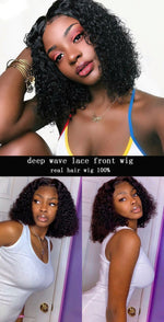 Load image into Gallery viewer, Short Curly Bob Human Hair Wigs/ transparent lace frontal
