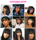 Load image into Gallery viewer, Straight Bob Wig With Bangs Bone No Lace
