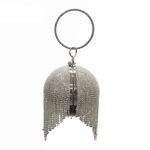 Sliver Diamonds Rhinestone Round Ball Evening Bags