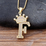 Load image into Gallery viewer, New Luxury Copper Zircon A-Z Crown Alphabet Pendant Chain
