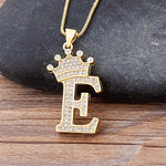 Load image into Gallery viewer, New Luxury Copper Zircon A-Z Crown Alphabet Pendant Chain
