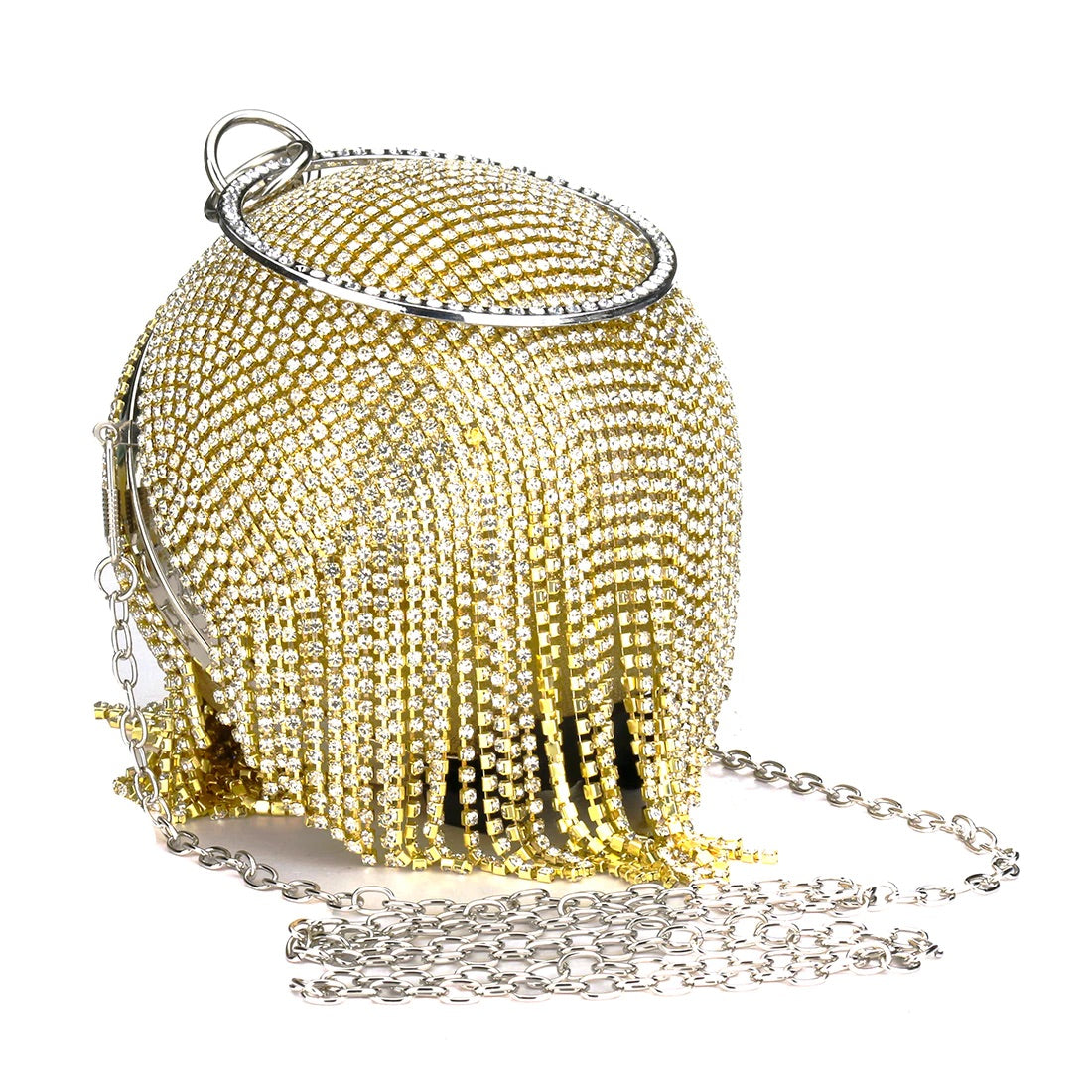 Sliver Diamonds Rhinestone Round Ball Evening Bags