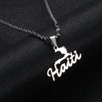 Load image into Gallery viewer, Stainless Steel Haiti Map Pendant Necklace
