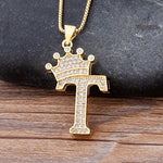 Load image into Gallery viewer, New Luxury Copper Zircon A-Z Crown Alphabet Pendant Chain
