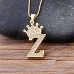 Load image into Gallery viewer, New Luxury Copper Zircon A-Z Crown Alphabet Pendant Chain
