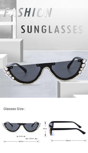 Rhinestone Half Frame Sunglasses