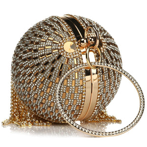 Sliver Diamonds Rhinestone Round Ball Evening Bags