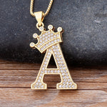 Load image into Gallery viewer, New Luxury Copper Zircon A-Z Crown Alphabet Pendant Chain
