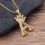 Load image into Gallery viewer, New Luxury Copper Zircon A-Z Crown Alphabet Pendant Chain
