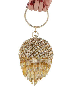 Sliver Diamonds Rhinestone Round Ball Evening Bags