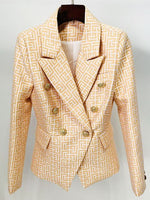 Load image into Gallery viewer, Double Breasted Lion Buttons Geometrical Jacquard Blazer
