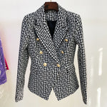 Load image into Gallery viewer, HIGH STREET Newest 2022 Designer Jacket Women&#39;s Double Breasted Lion Buttons Geometrical Jacquard Blazer
