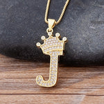 Load image into Gallery viewer, New Luxury Copper Zircon A-Z Crown Alphabet Pendant Chain
